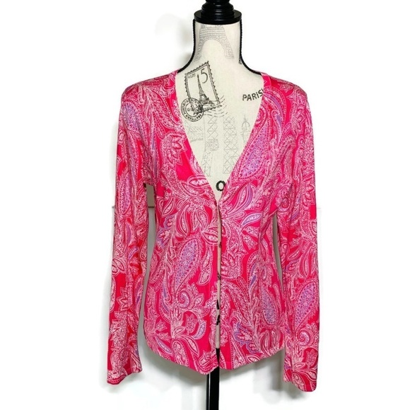 Jones New York paisley cardigan in pink women’s medium - Picture 1 of 6